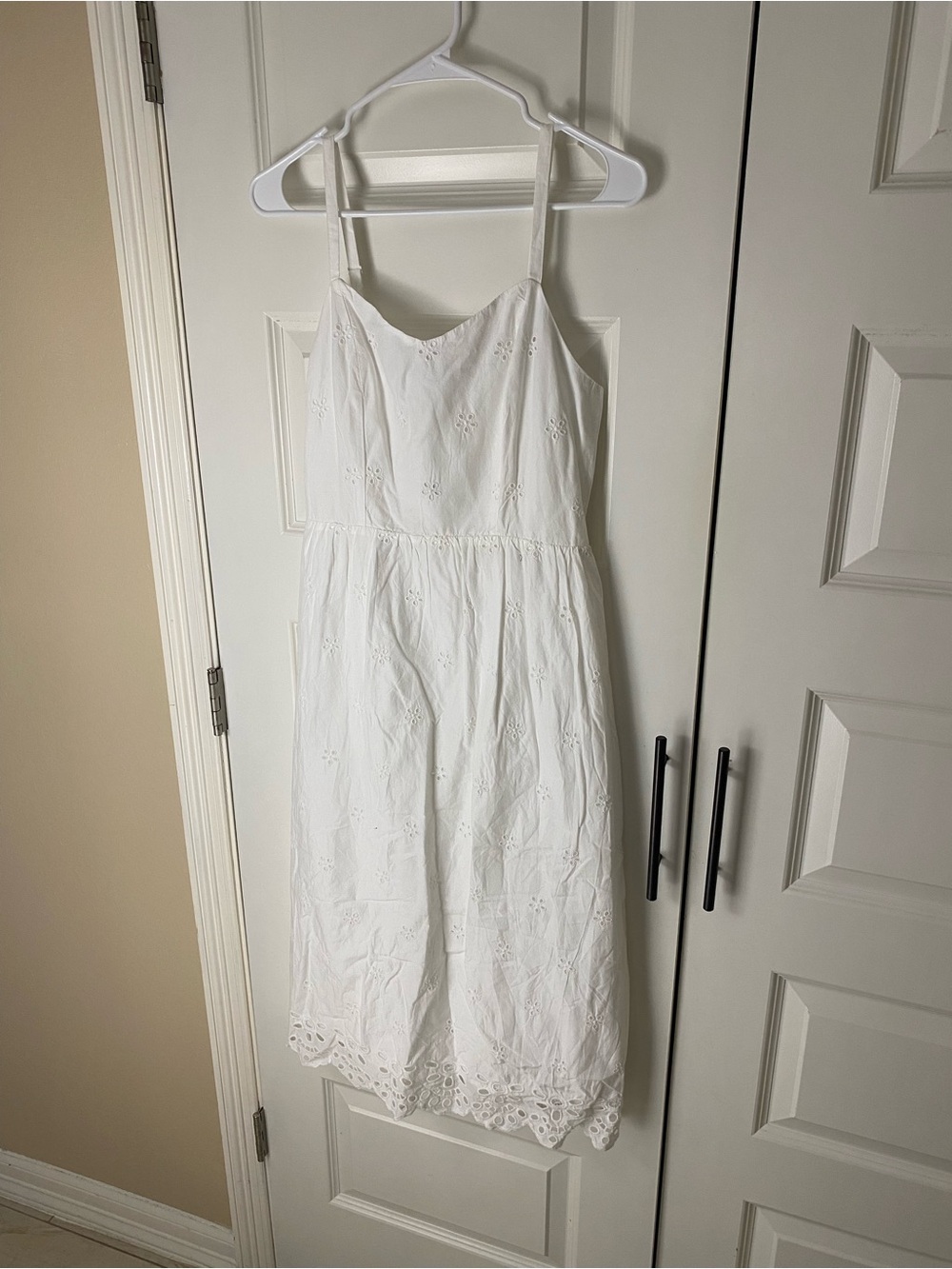 Old Navy White Eyelet Midi Dress with Spaghetti Straps